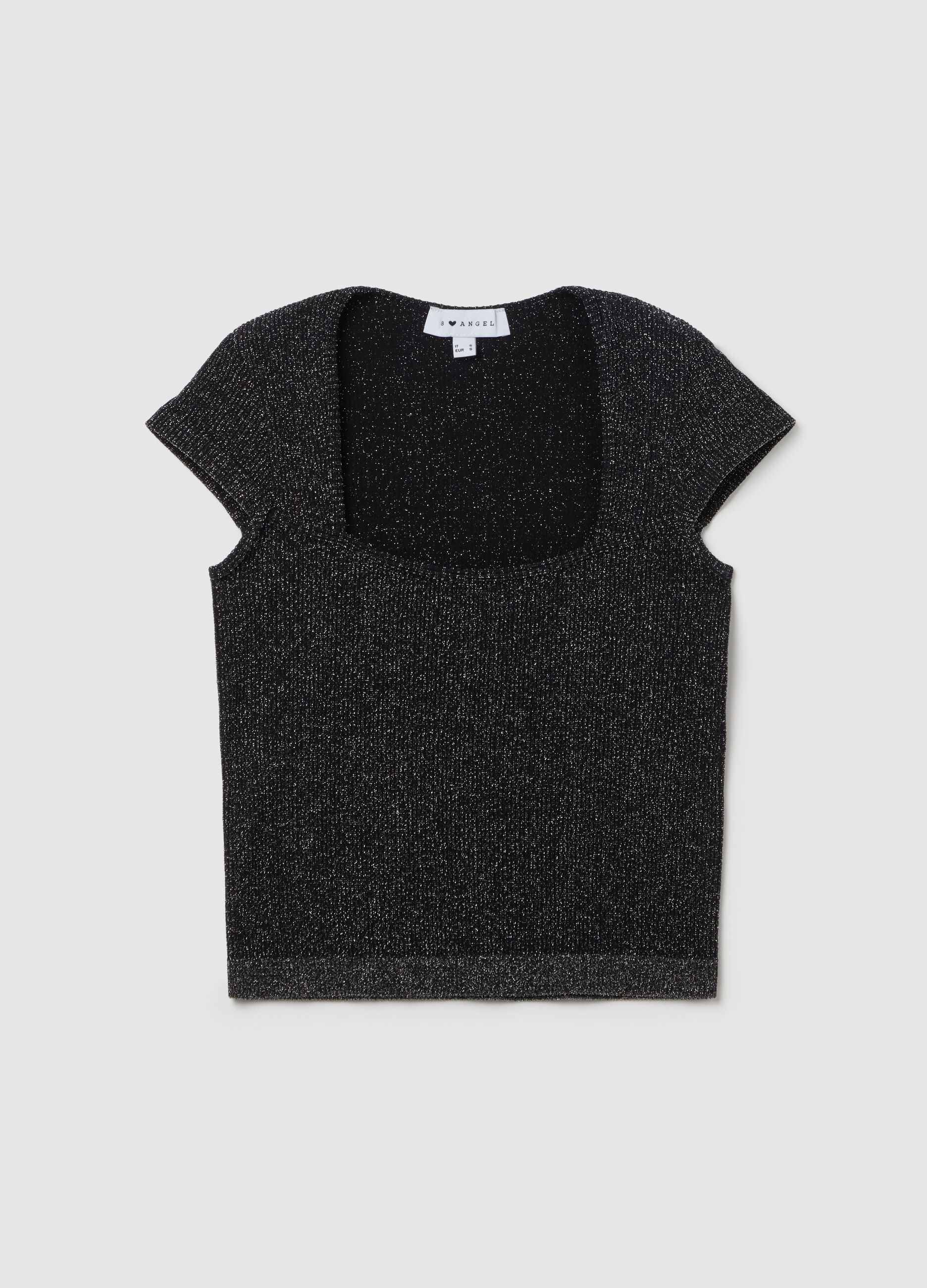 Lurex T-shirt with square neck