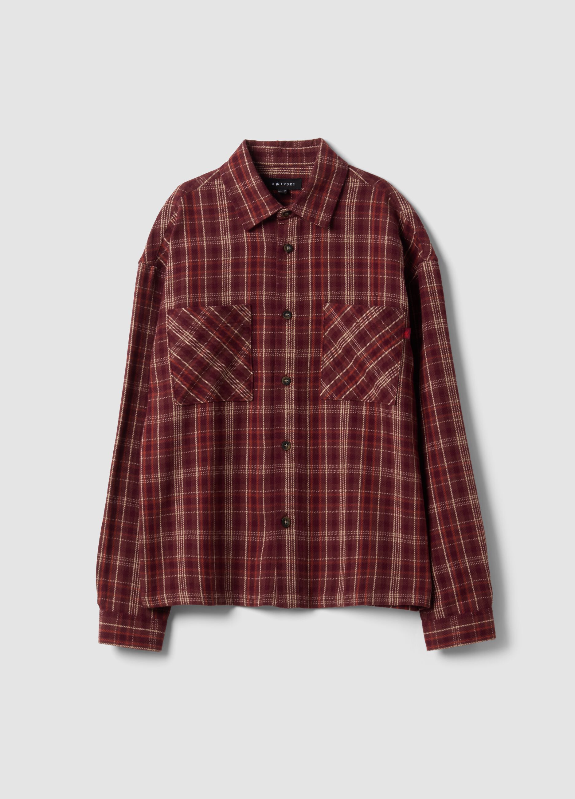 Camicia flanella rossa a quadri in puro cotone over fit