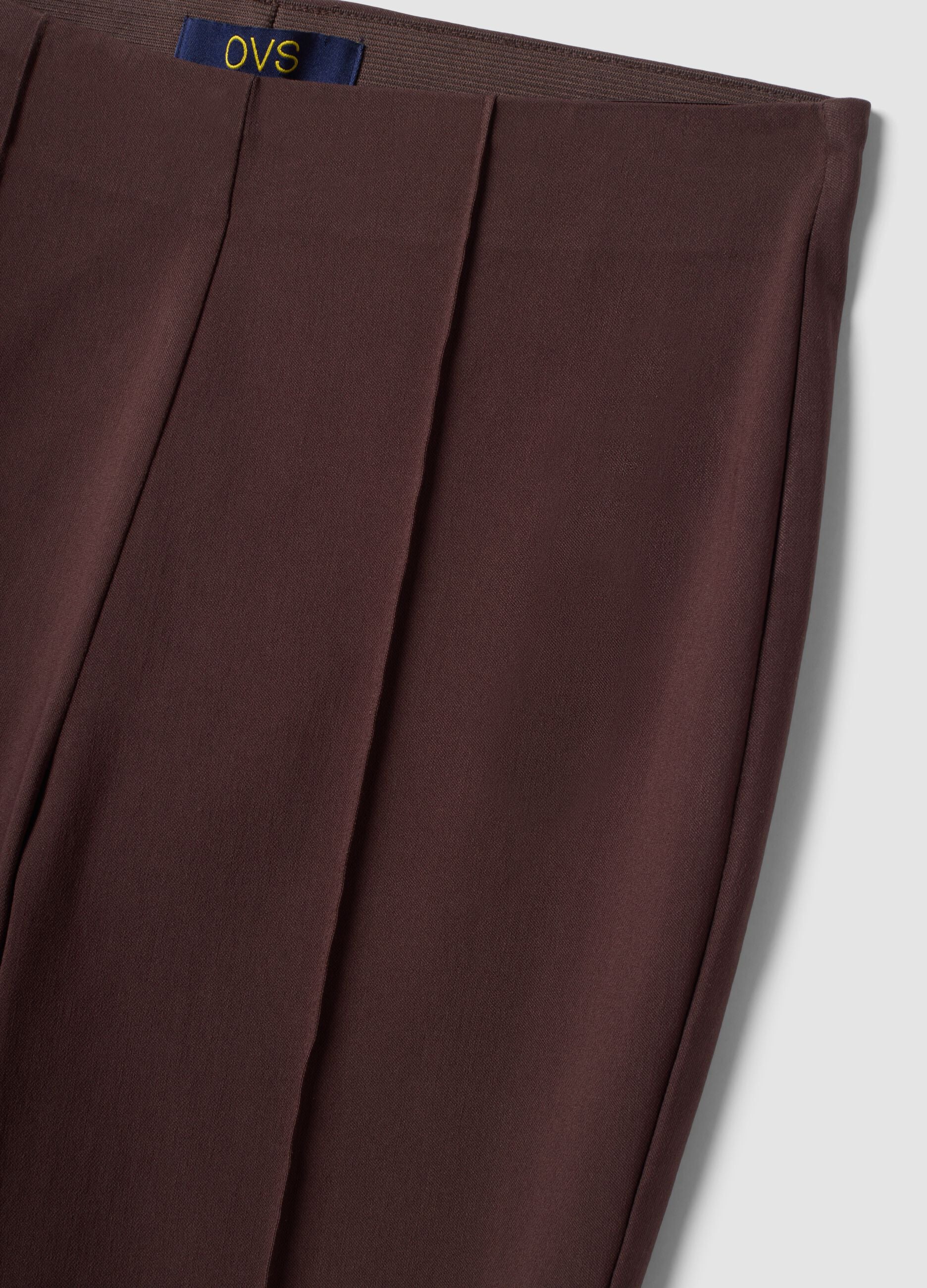 Brown stretch viscose flared leggings