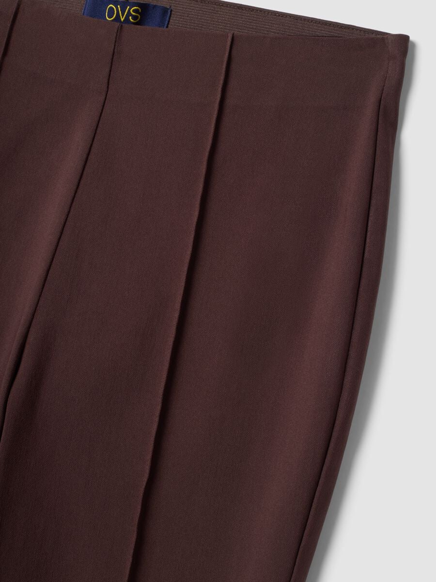 Leggings flare marroni in viscosa elasticizzato_5