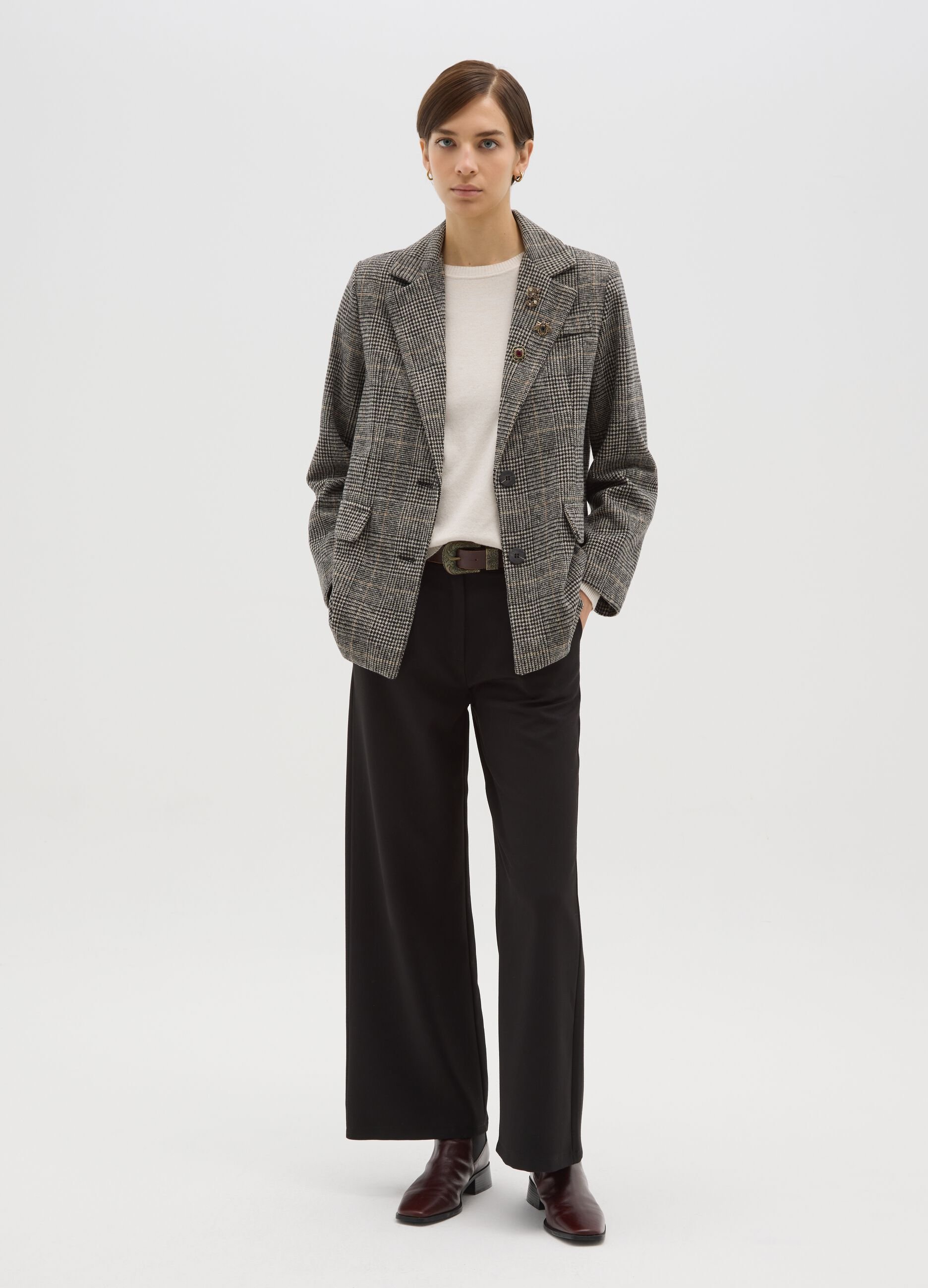 Multicolour Checked Regular Fit Jacket