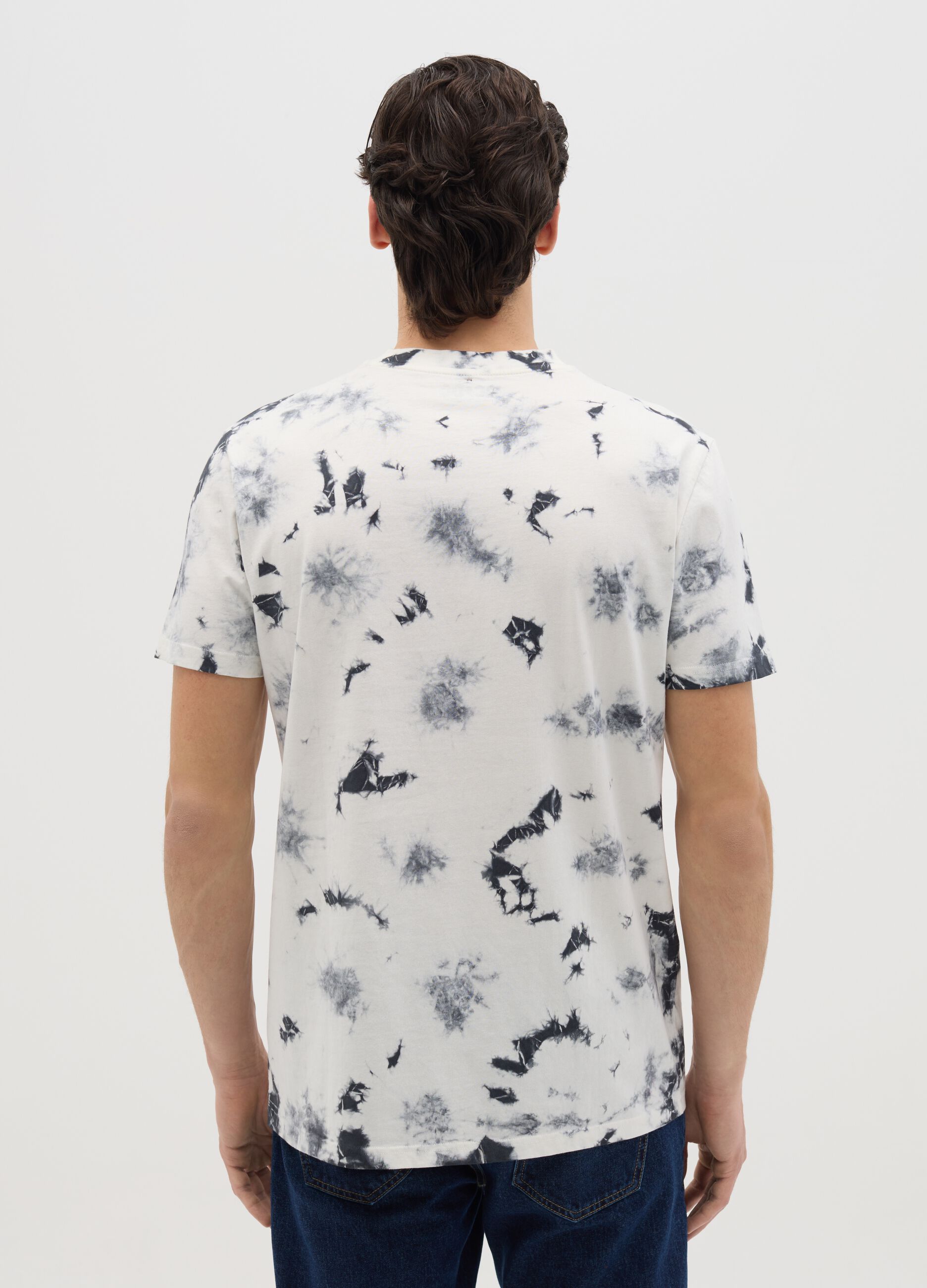 Tie-dye T-shirt with AC/DC print