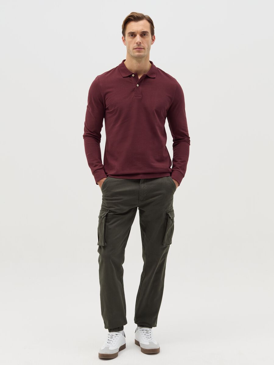 Stretch cotton cargo trousers_0
