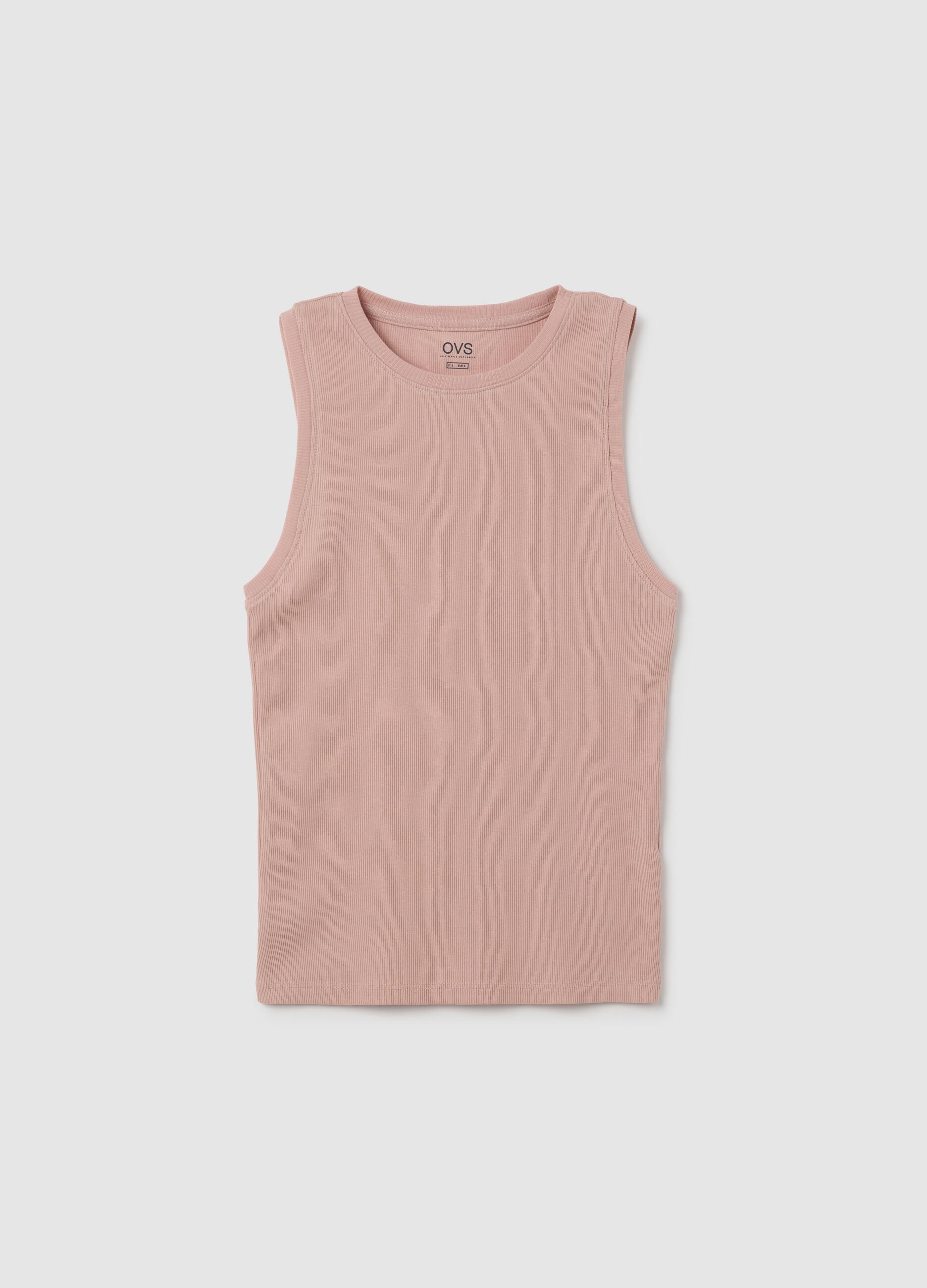Women's Pink Pure Cotton Regular Fit Tank Top