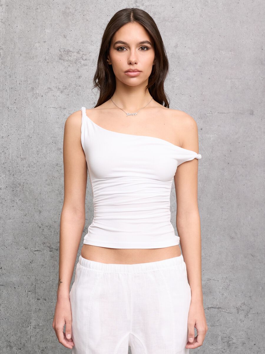 Asymmetrical Tank Top White_0