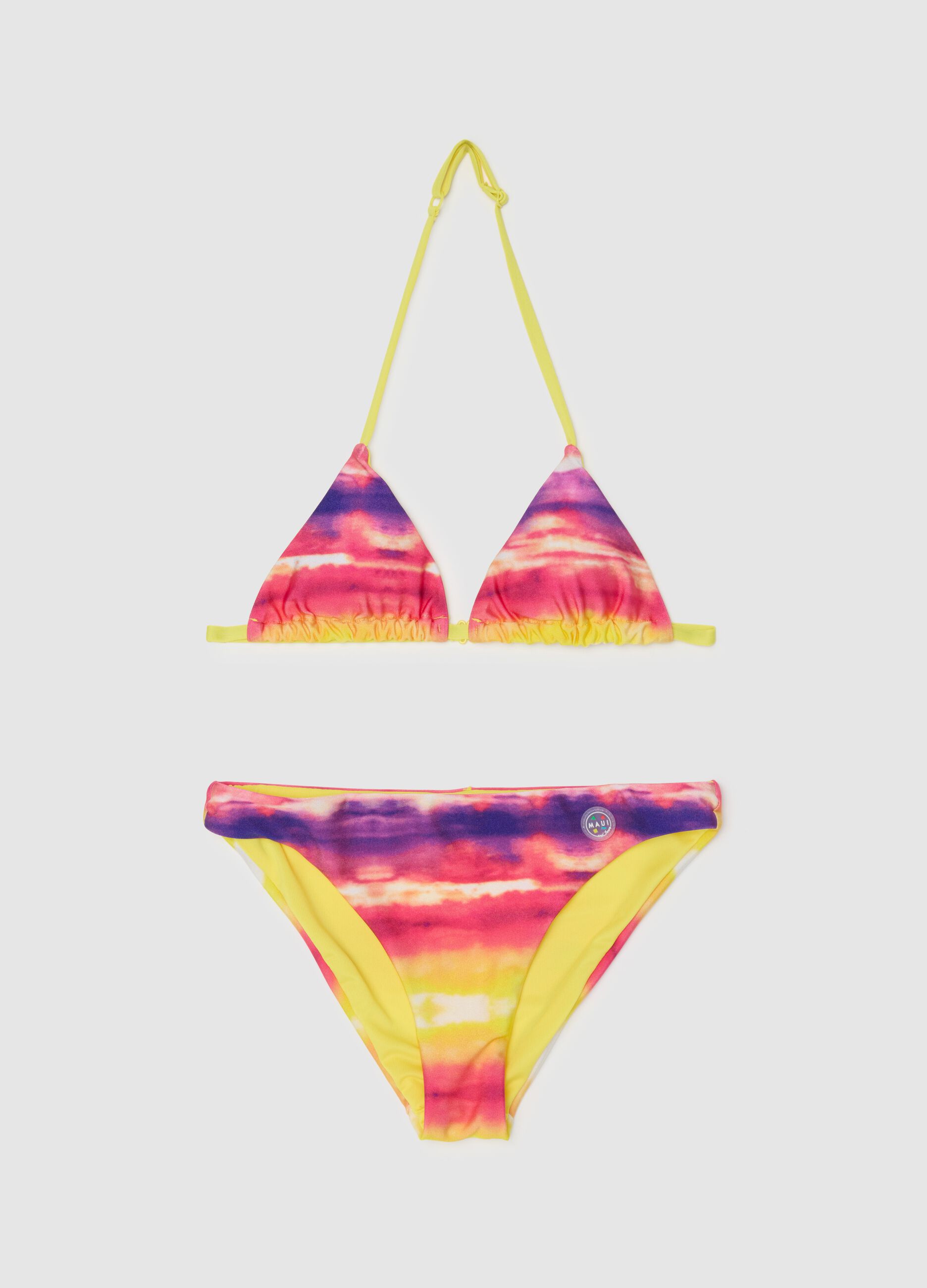 Bikini da ragazze in tessuto elasticizzato multicolor