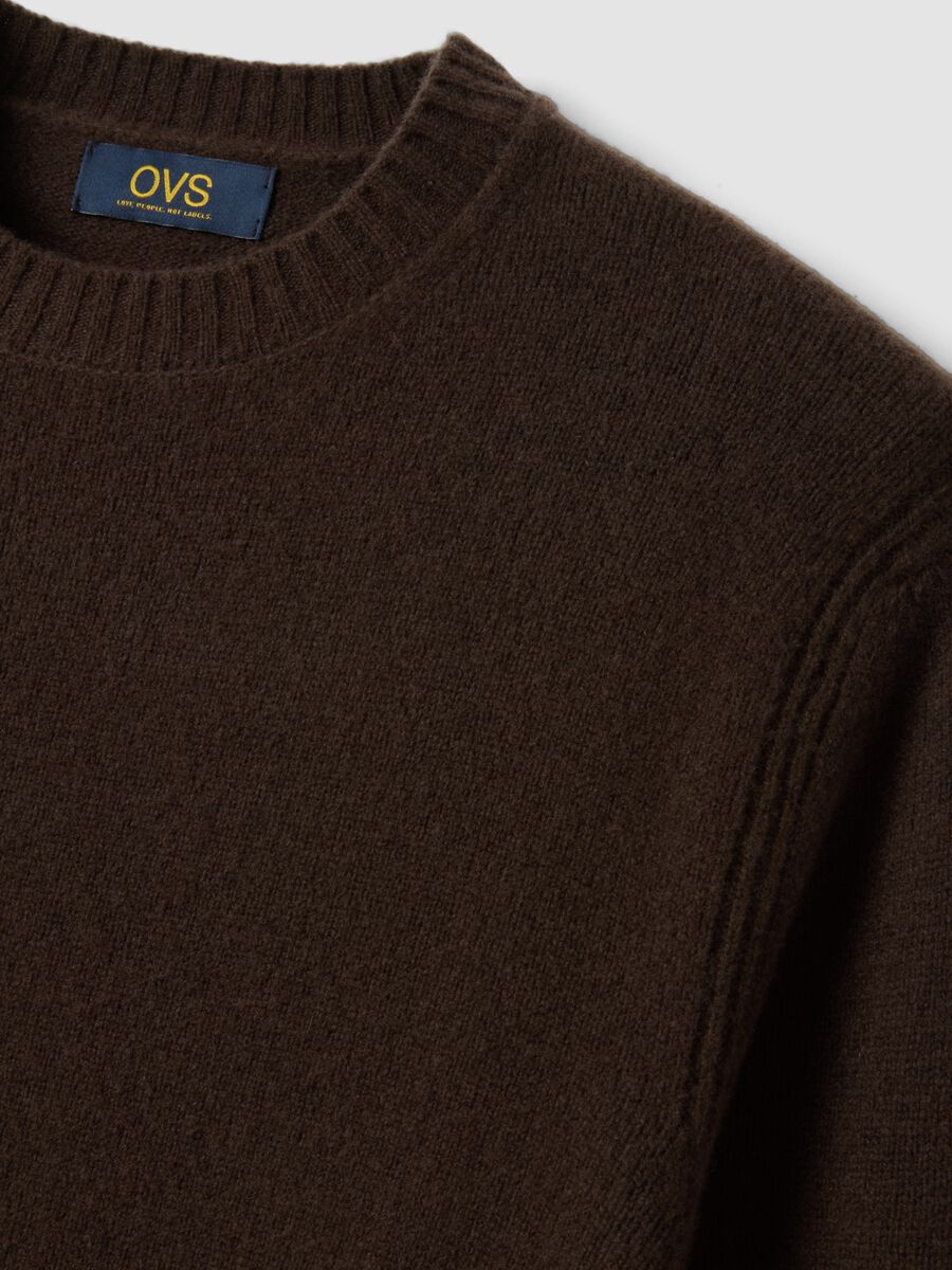 Maglia marrone girocollo in misto lana regular fit_1