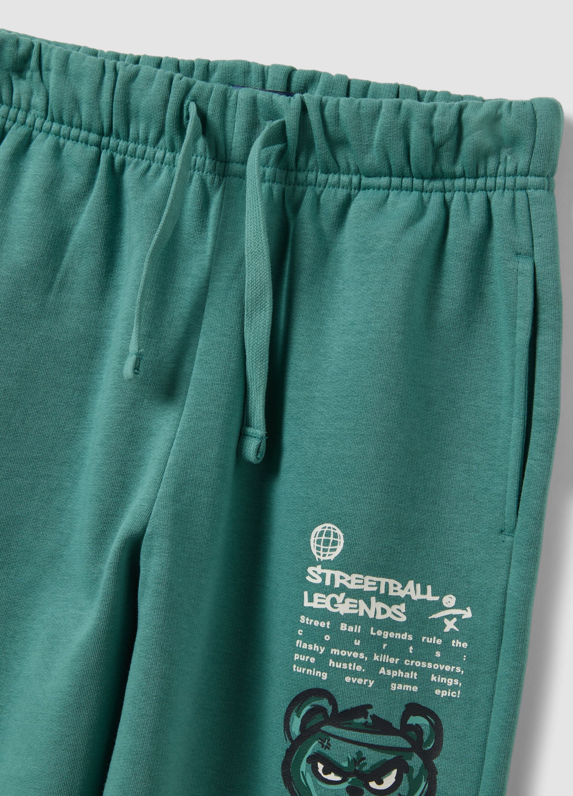 Tuta jogging verde in misto cotone con felpa con cappuccio per bambino