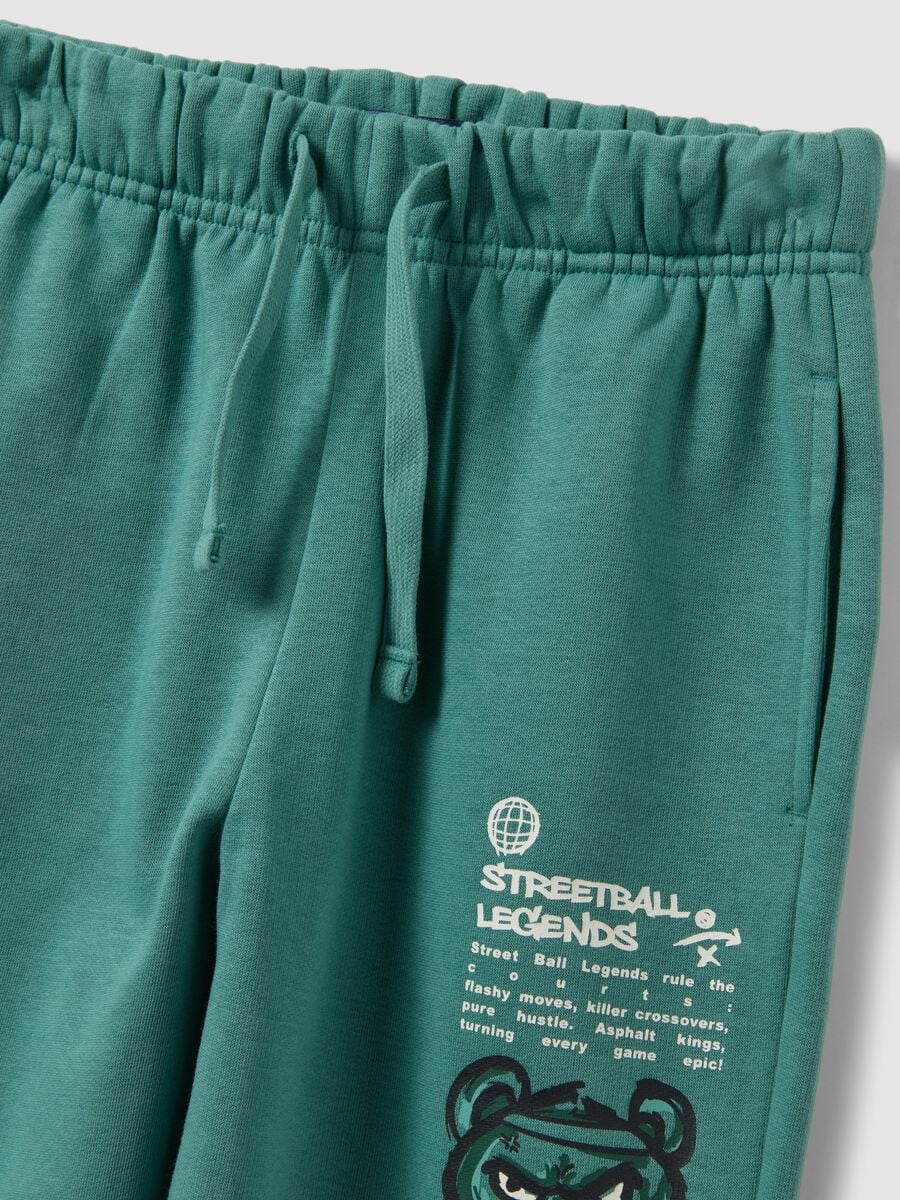 Tuta jogging verde in misto cotone con felpa con cappuccio per bambino_3