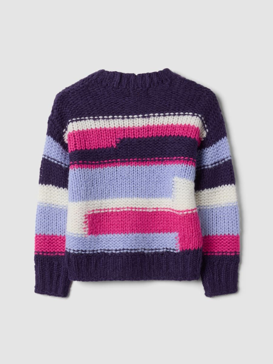 Maglia viola a righe girocollo regular fit_2