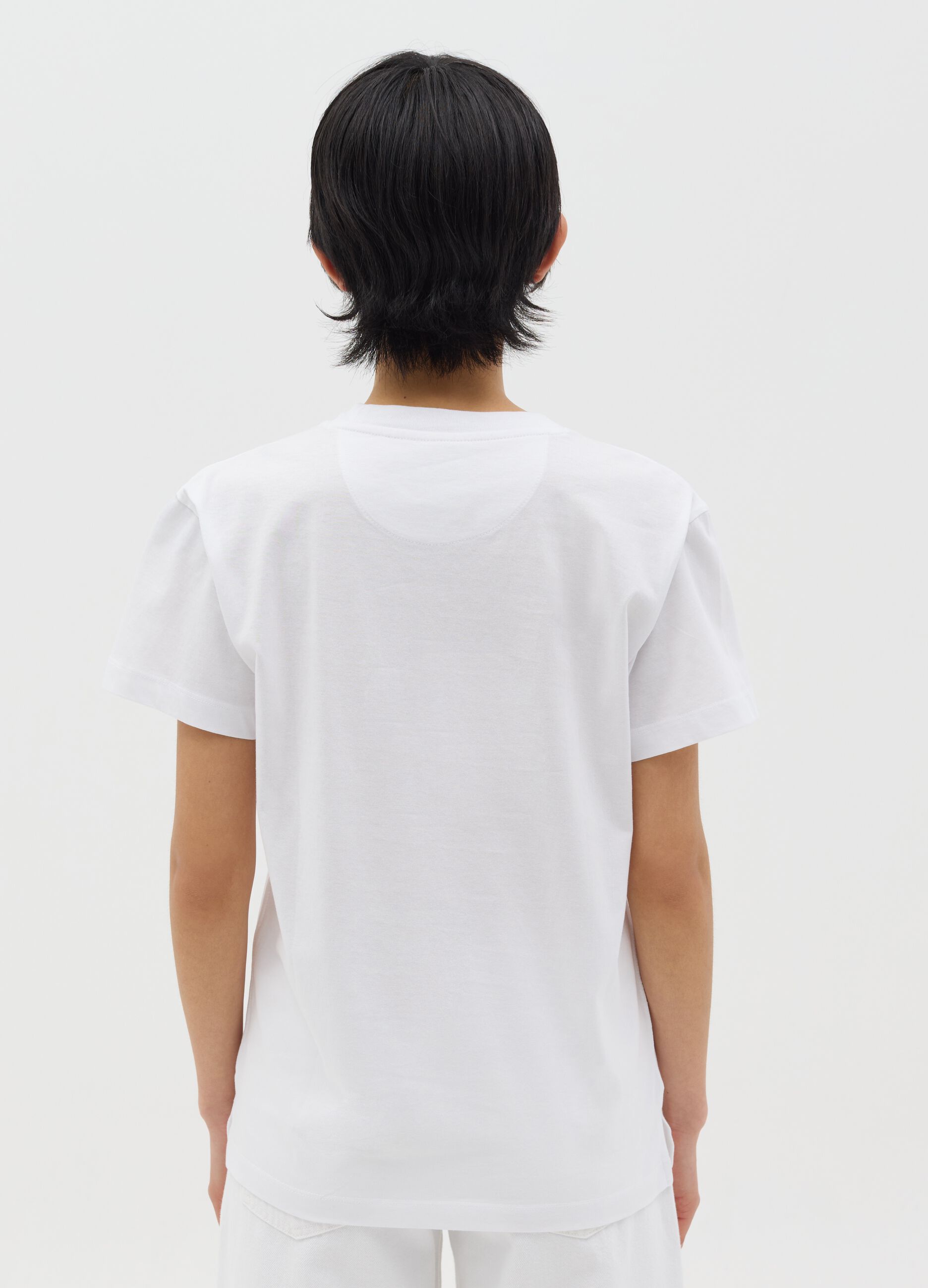 White T-shirt in cotton with sequins and mojito print