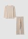 Beige pure organic cotton printed pyjamas for girls_0