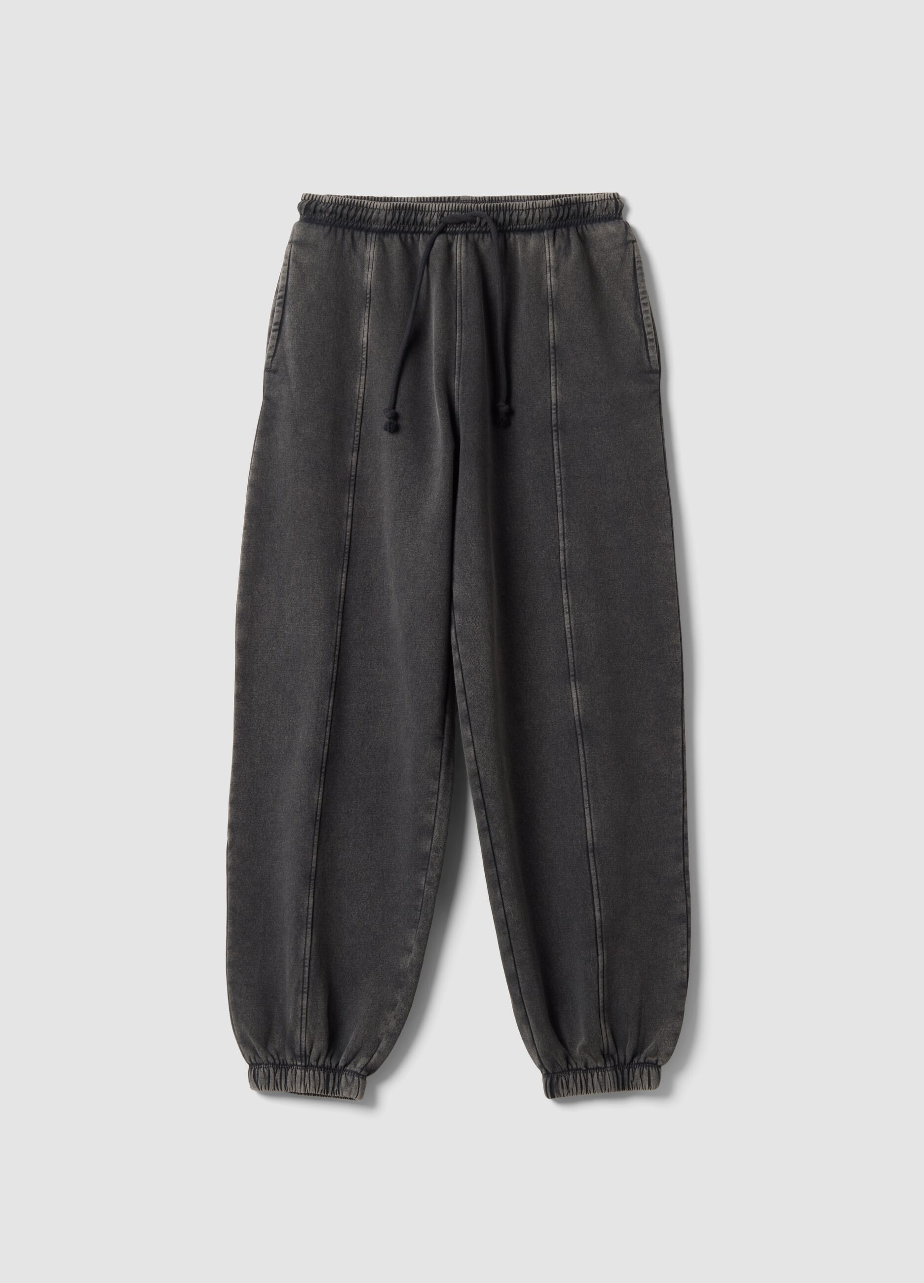 Pantaloni jogger grigi in misto cotone con coulisse