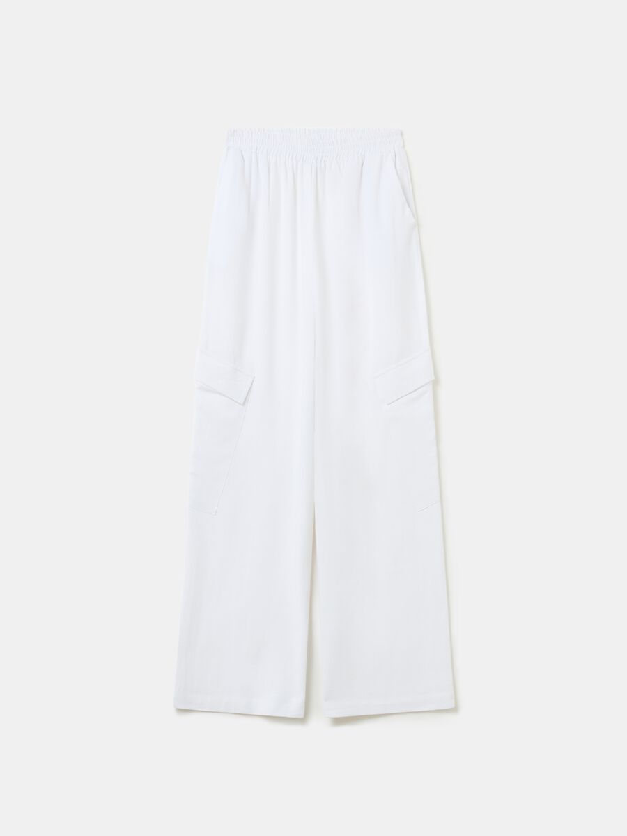 Wide-Leg Linen Cargo Trousers White_4