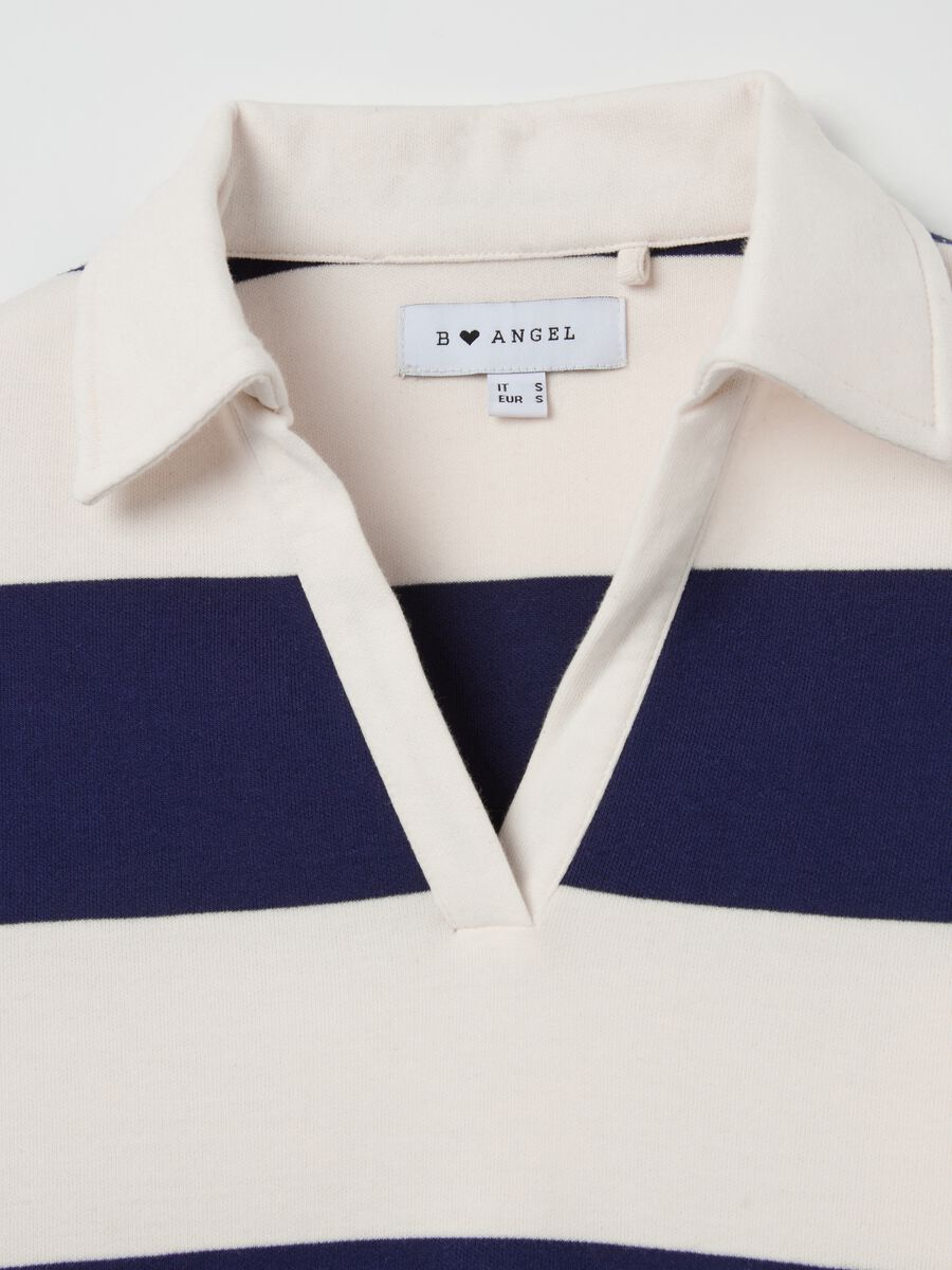 Striped sweatshirt with polo neck_5