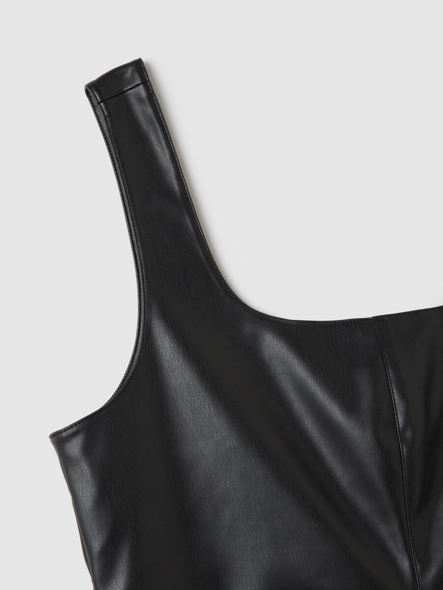 Black patent effect regular fit dress with zip_5