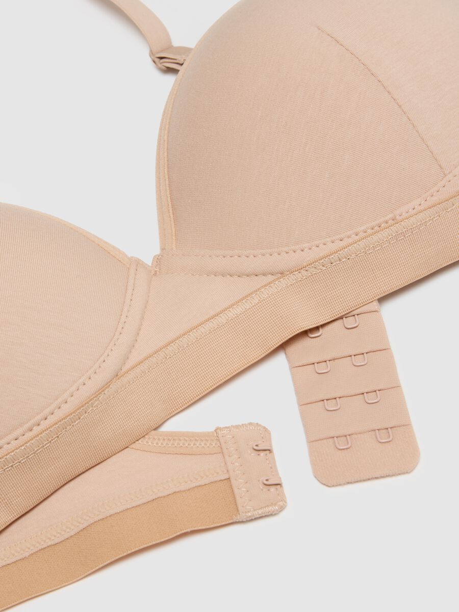 Reggiseno imbottito in cotone elasticizzato beige_5