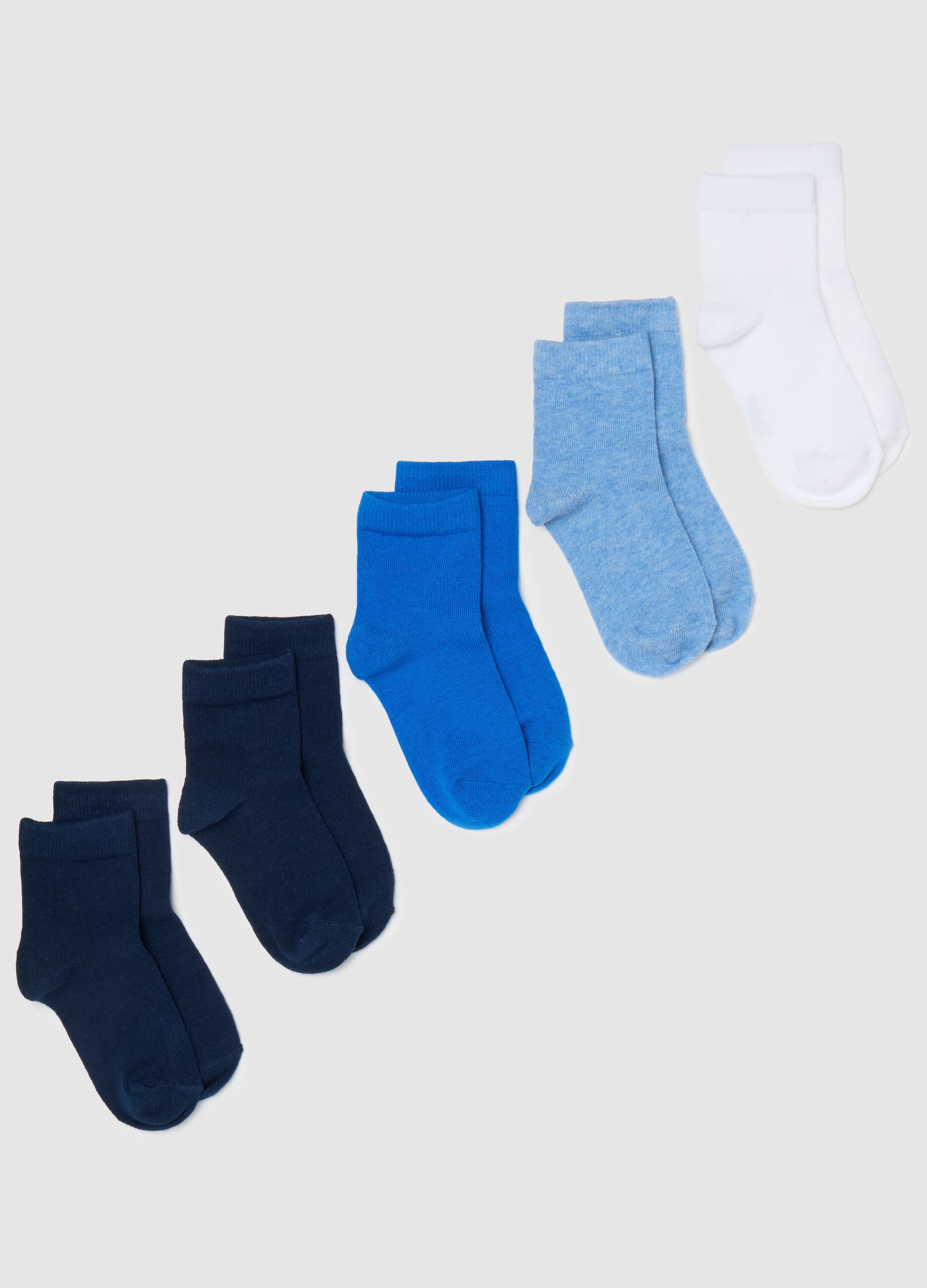 Five-pair pack short socks in stretch cotton