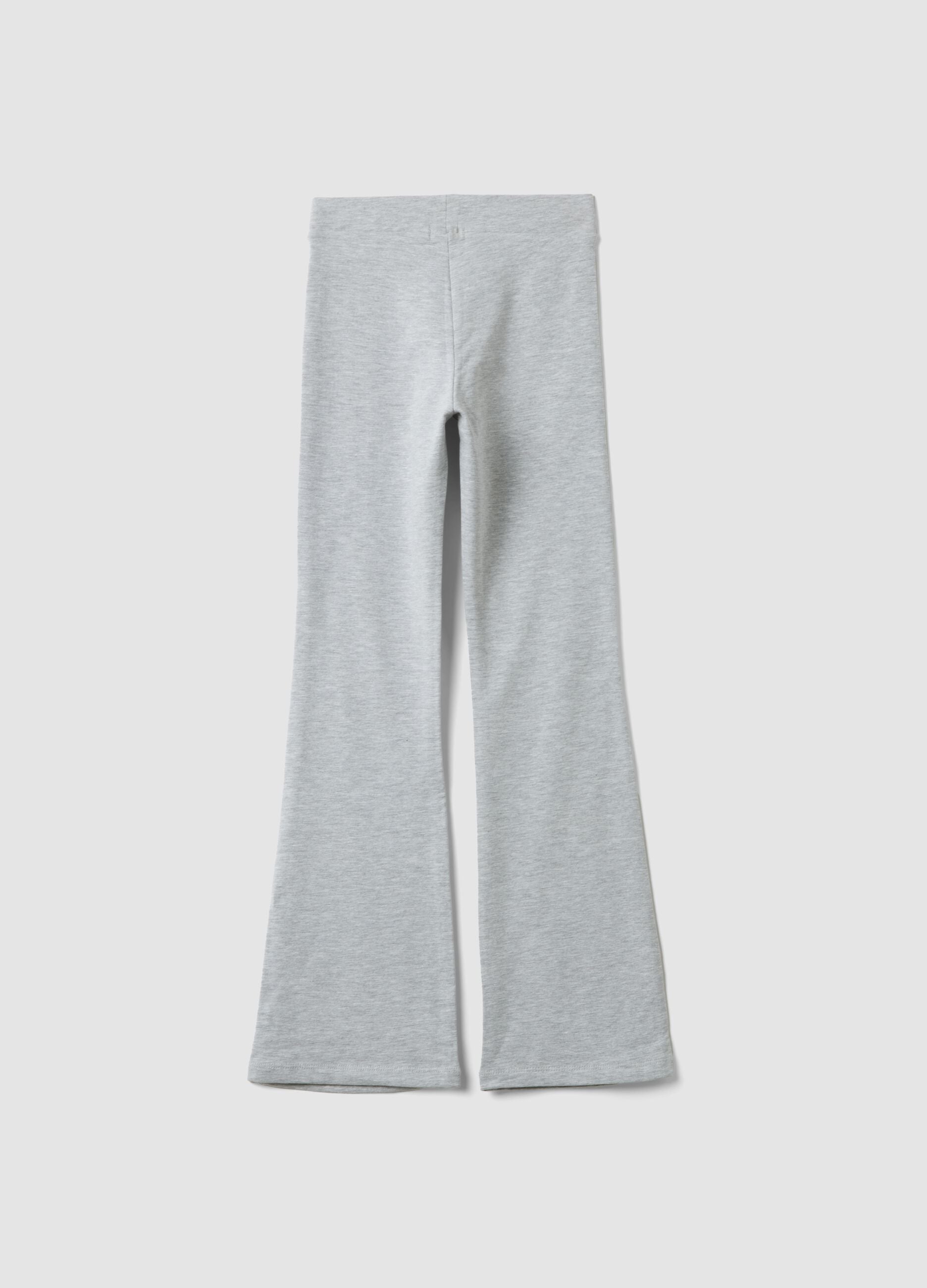 Leggings grigi flare in cotone elasticizzato