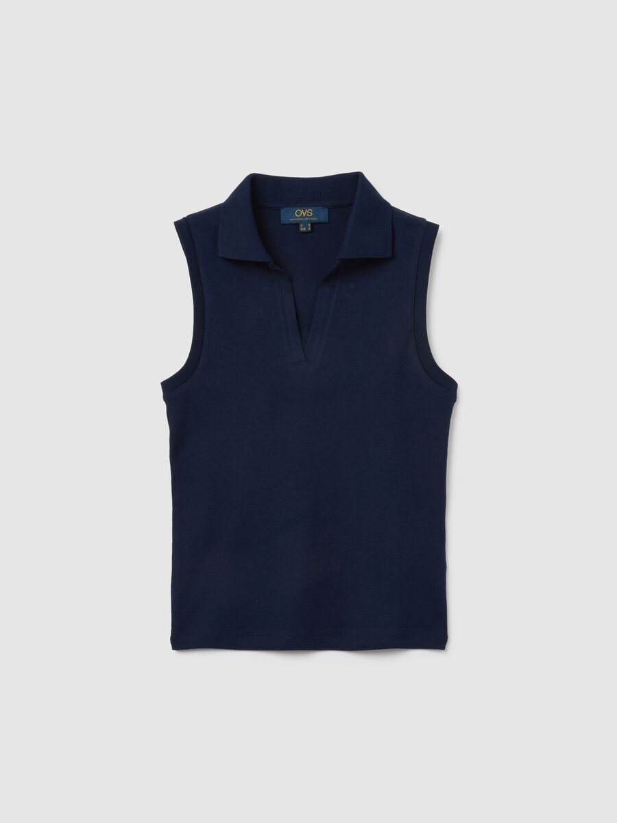 Women's Sleeveless Blue Cotton Top in Slim Fit_0