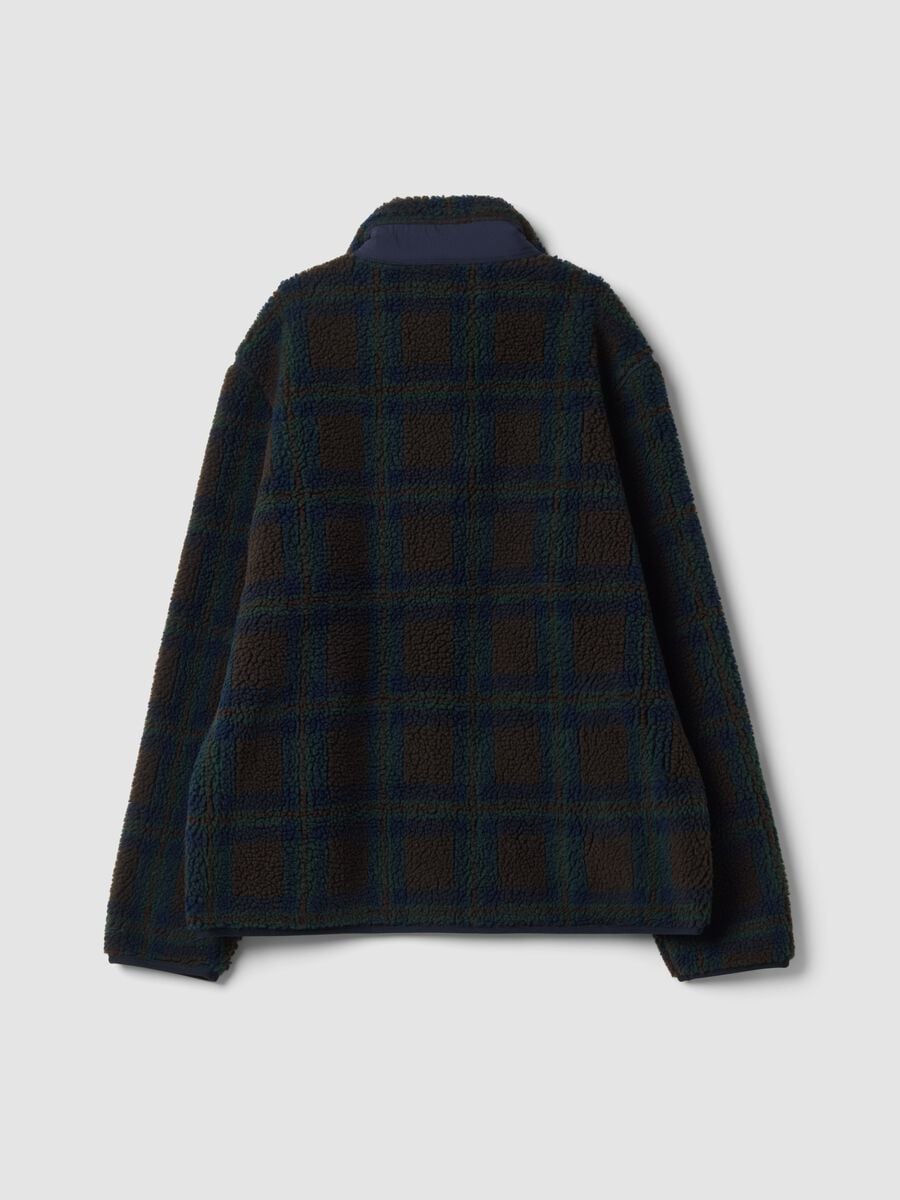 Blue and black checked sherpa-collar sweatshirt, regular fit_2