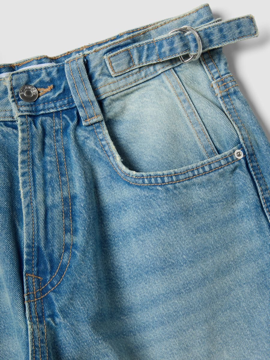 Light blue pure cotton denim Bermuda shorts, baggy fit_5