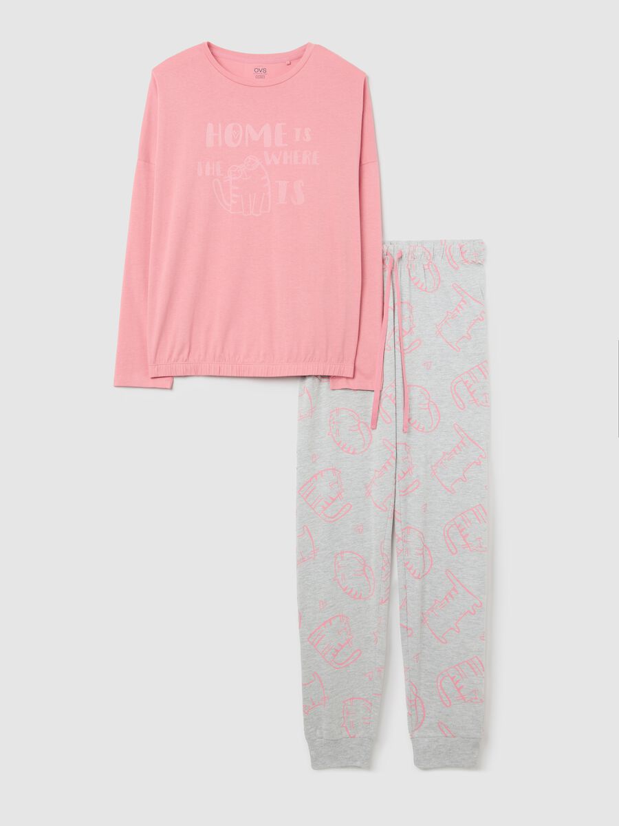 Long pyjamas in jersey with cats print_4
