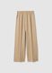 Beige wide leg jogger trousers in Lyocell and viscose blend_5