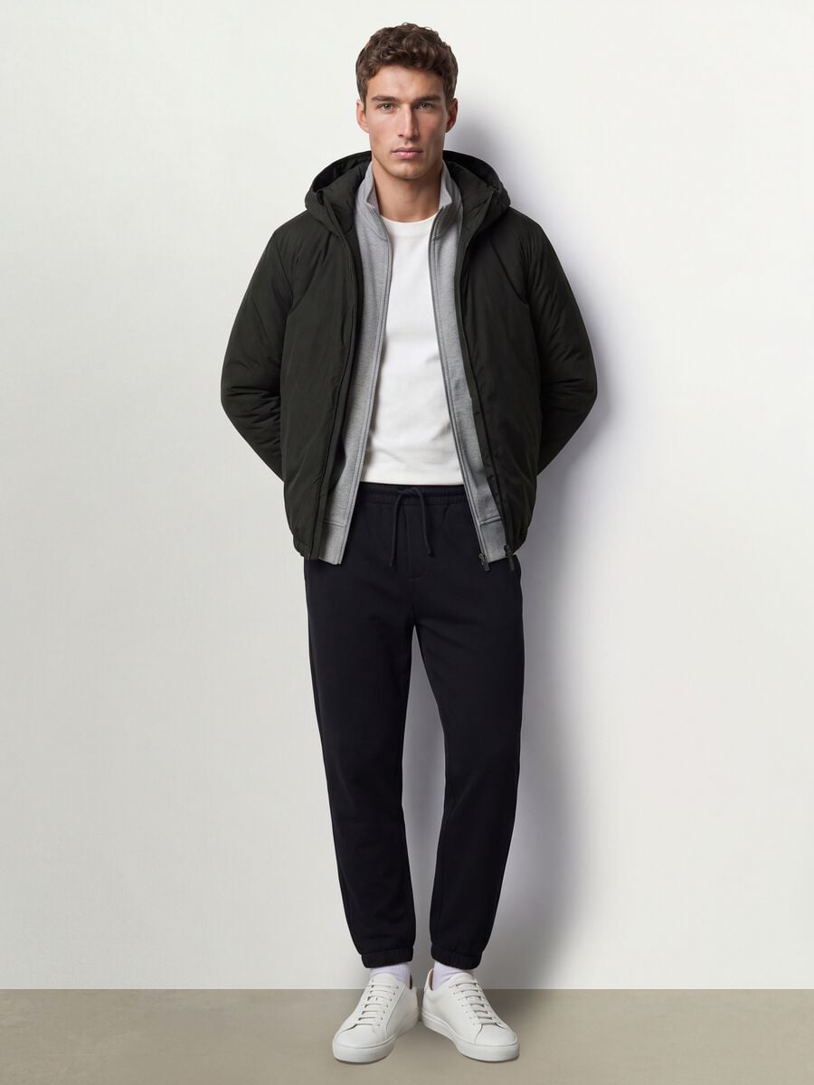 Military green hooded jacket with zip_0