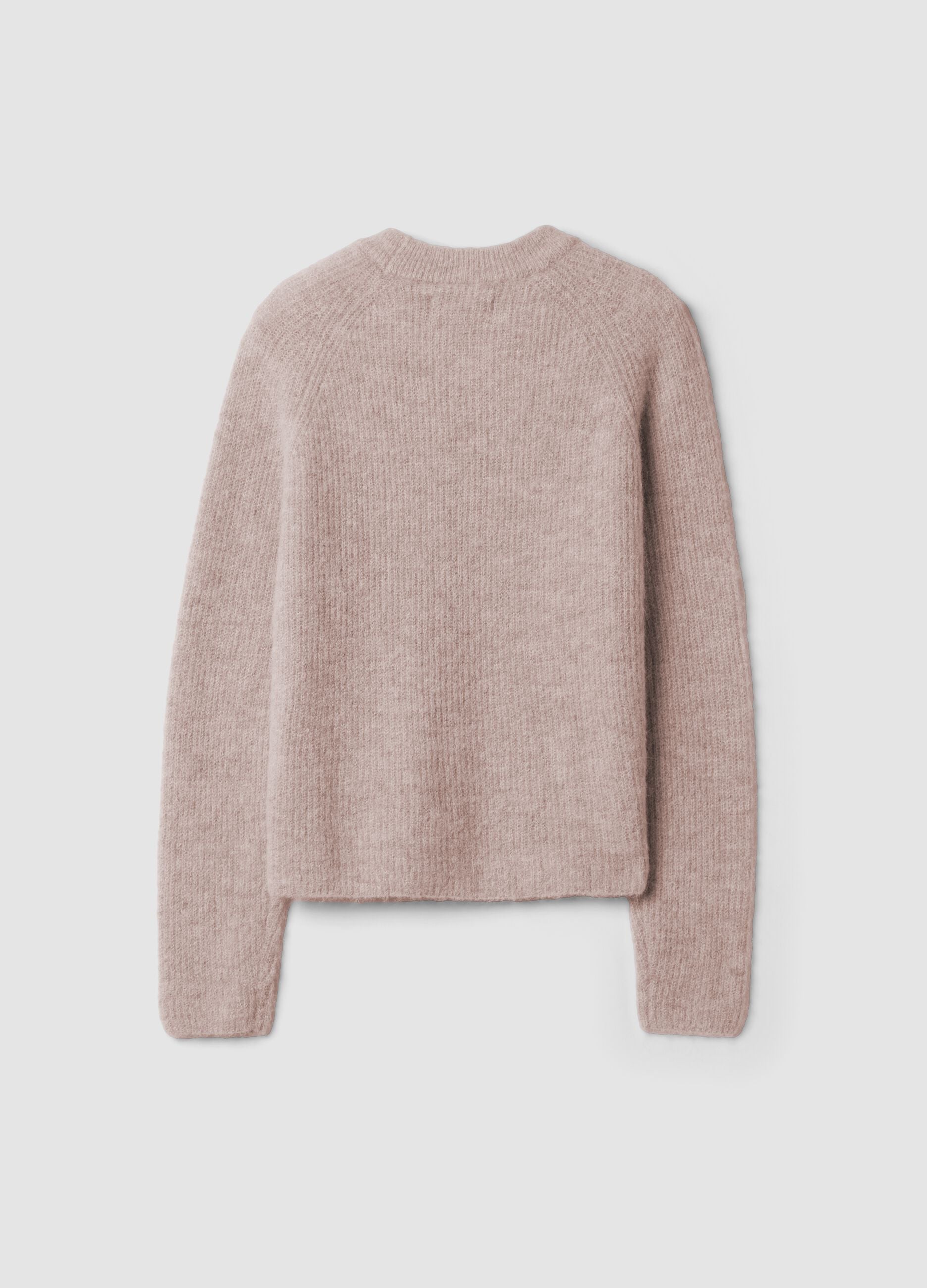 Maglia beige in alpaca e lana elasticizzato girocollo