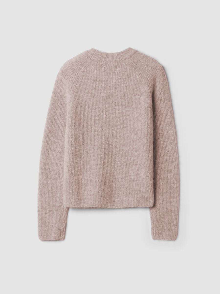Maglia beige in alpaca e lana elasticizzato girocollo_2