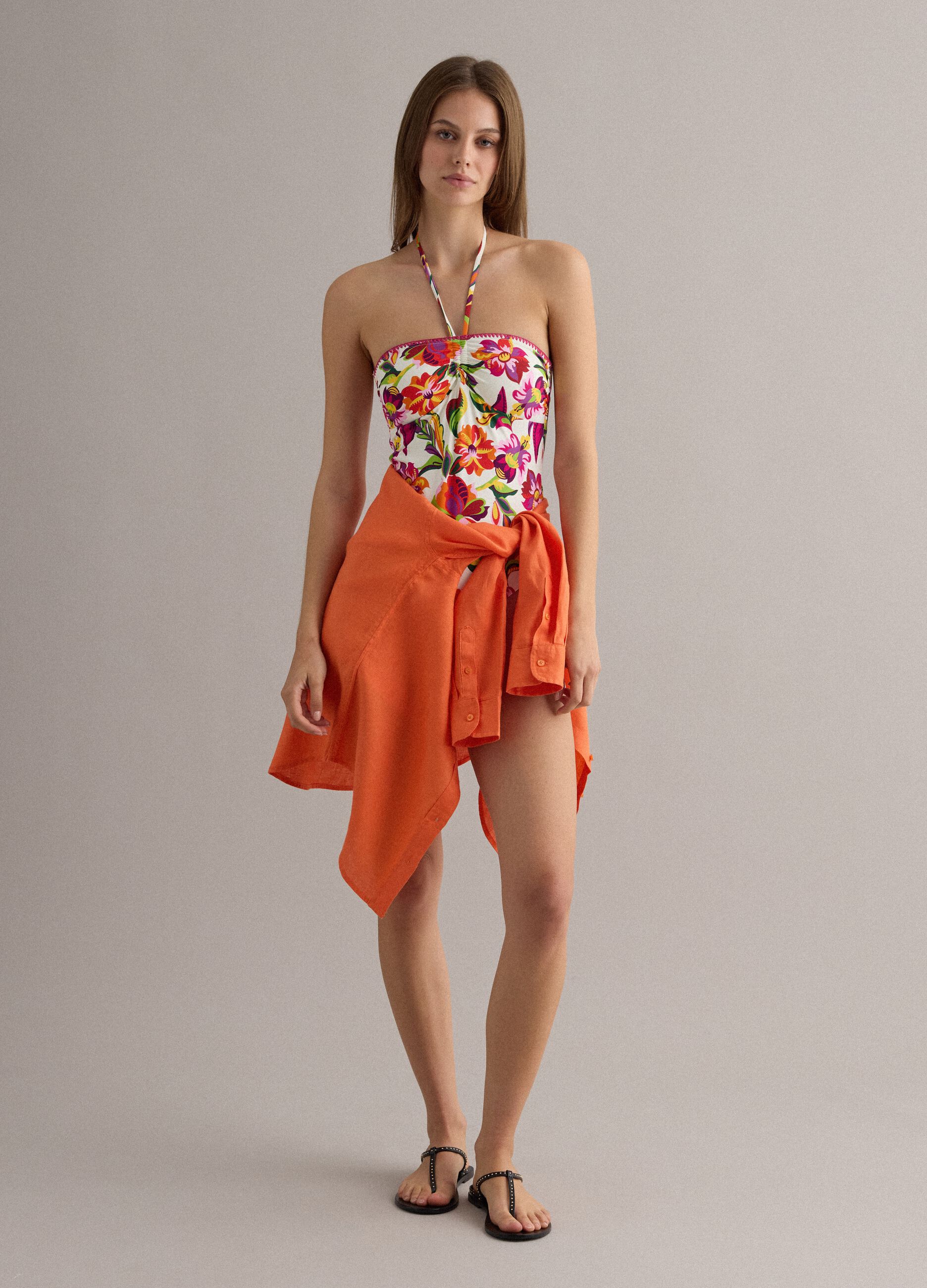 Multicolour Stretch Fabric Swimsuit