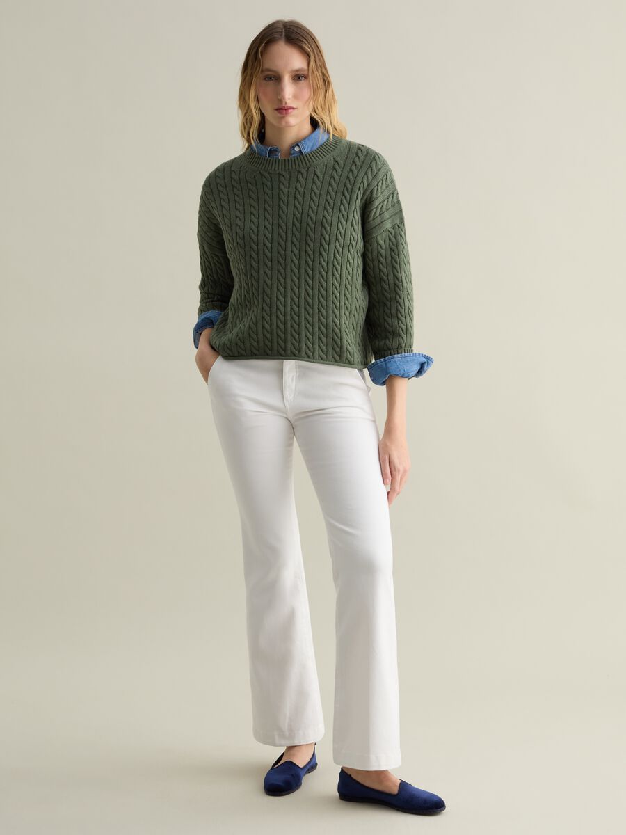 Ribbed pullover with cable-knit design_1