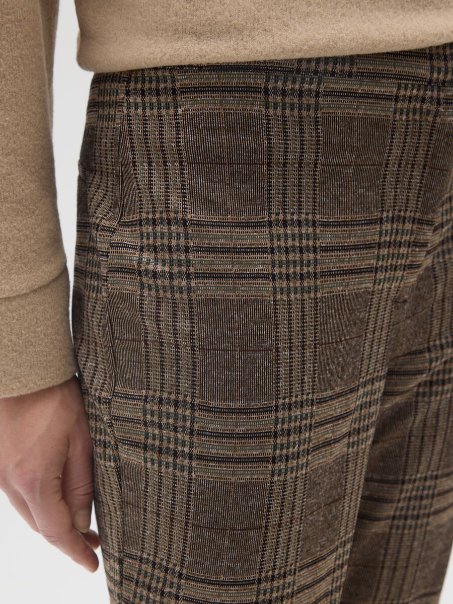 Brown Check Flare Trousers_3