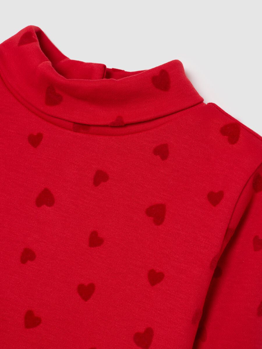 Red children's cotton jumper regular fit with heart prints_1