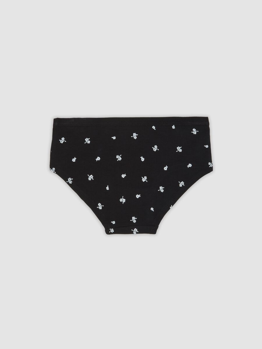 Black stretch organic cotton culotte briefs with floral print_1