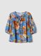 Blue floral blouse in pure cotton_4
