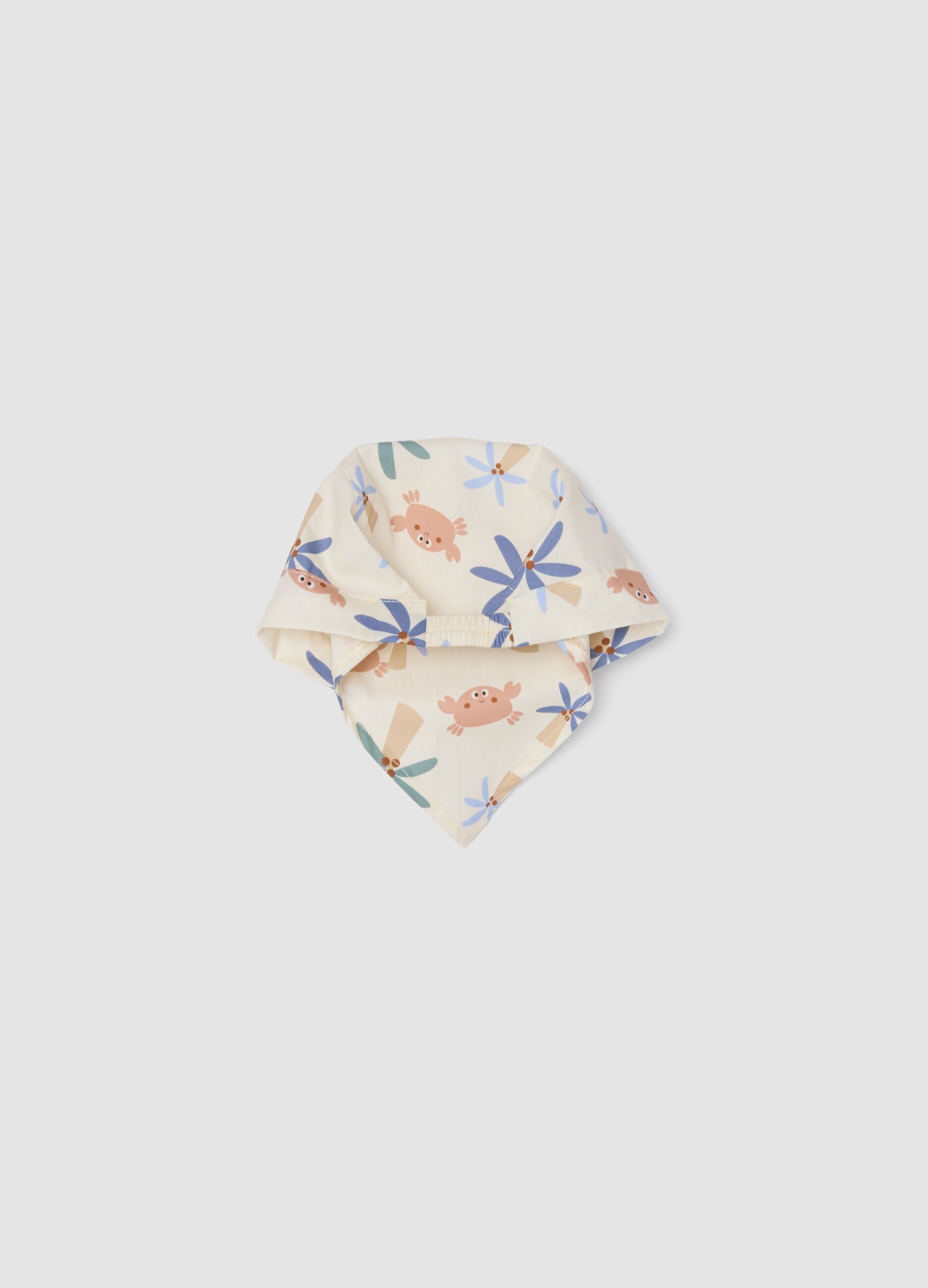 Beige pure cotton boys&rsquo; bandana with all-over print