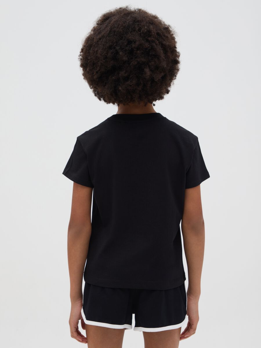 Black cotton T-shirt with lettering print_1