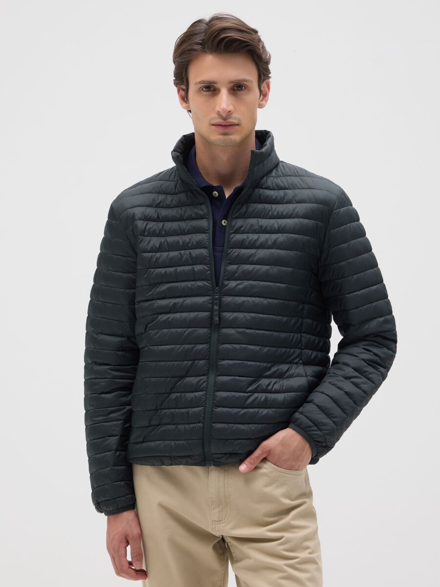 Regular fit black fabric jacket_0