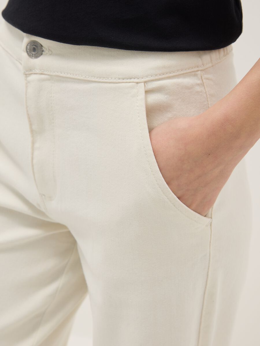 White Slim Fit Cotton Blend Chino Trousers_3