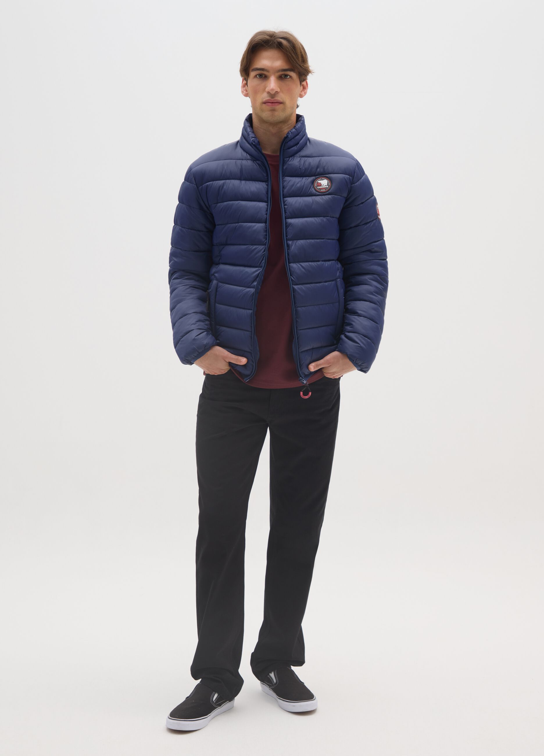 Blue padded jacket with zip