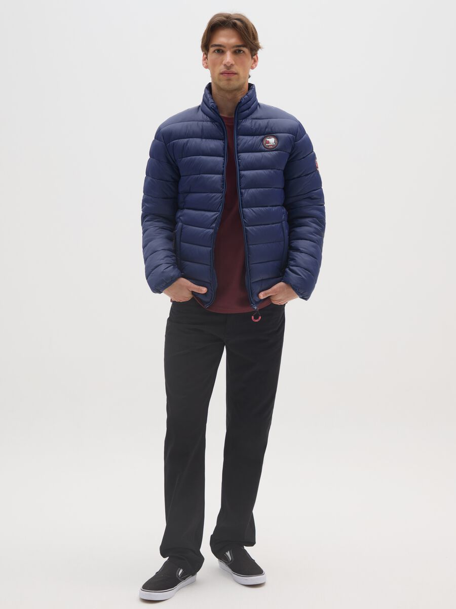 Blue padded jacket with zip_1