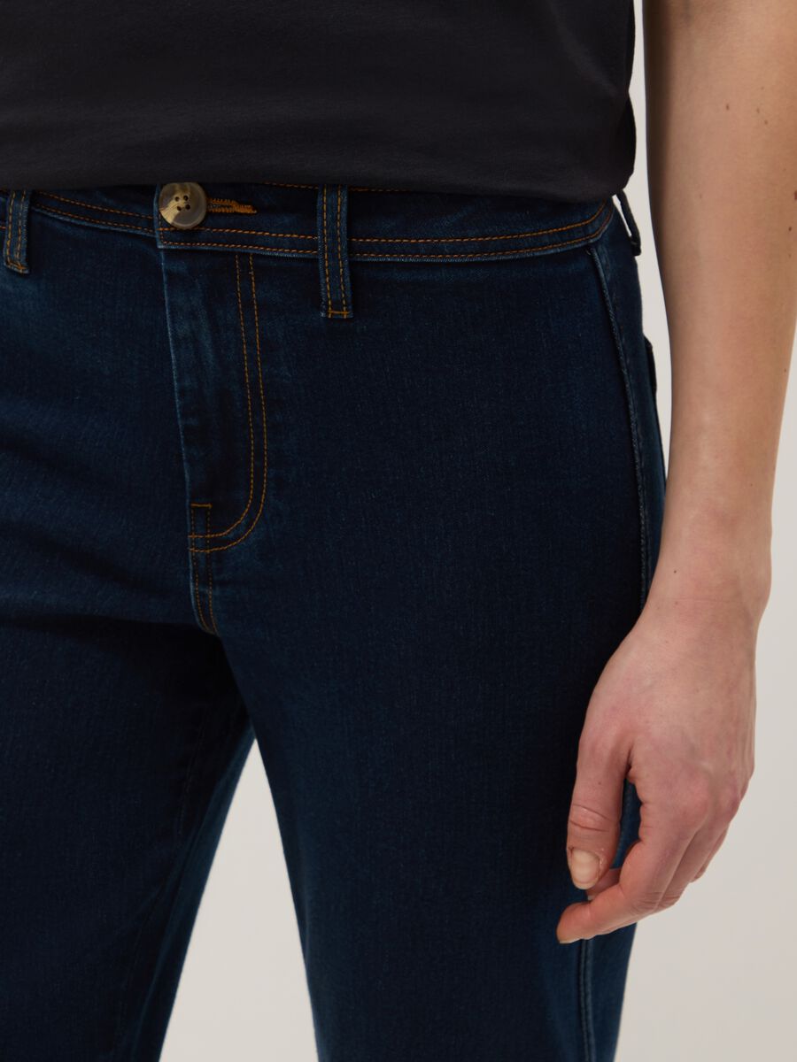 Wide leg blue stretchy cotton jeans_3