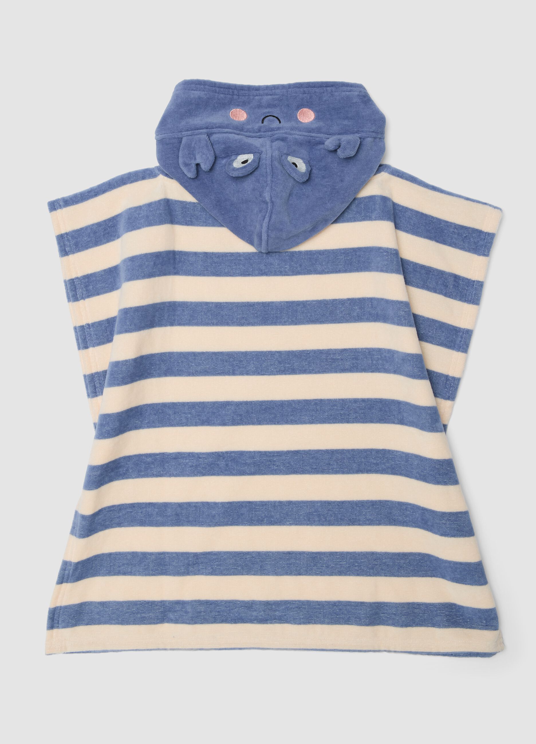 Multicoloured striped pure cotton baby beach poncho