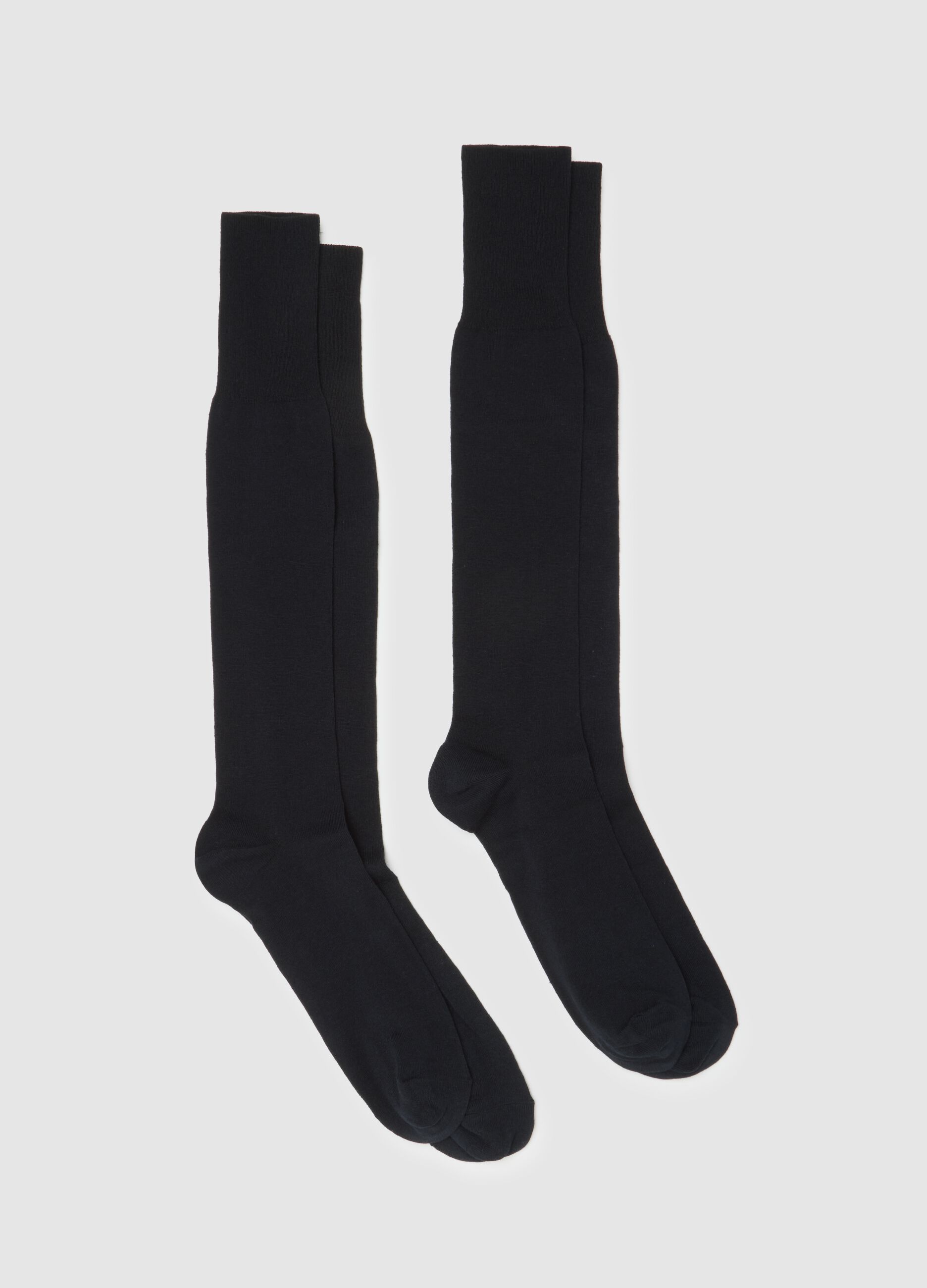 Two-pack men's black long socks in cotton blend