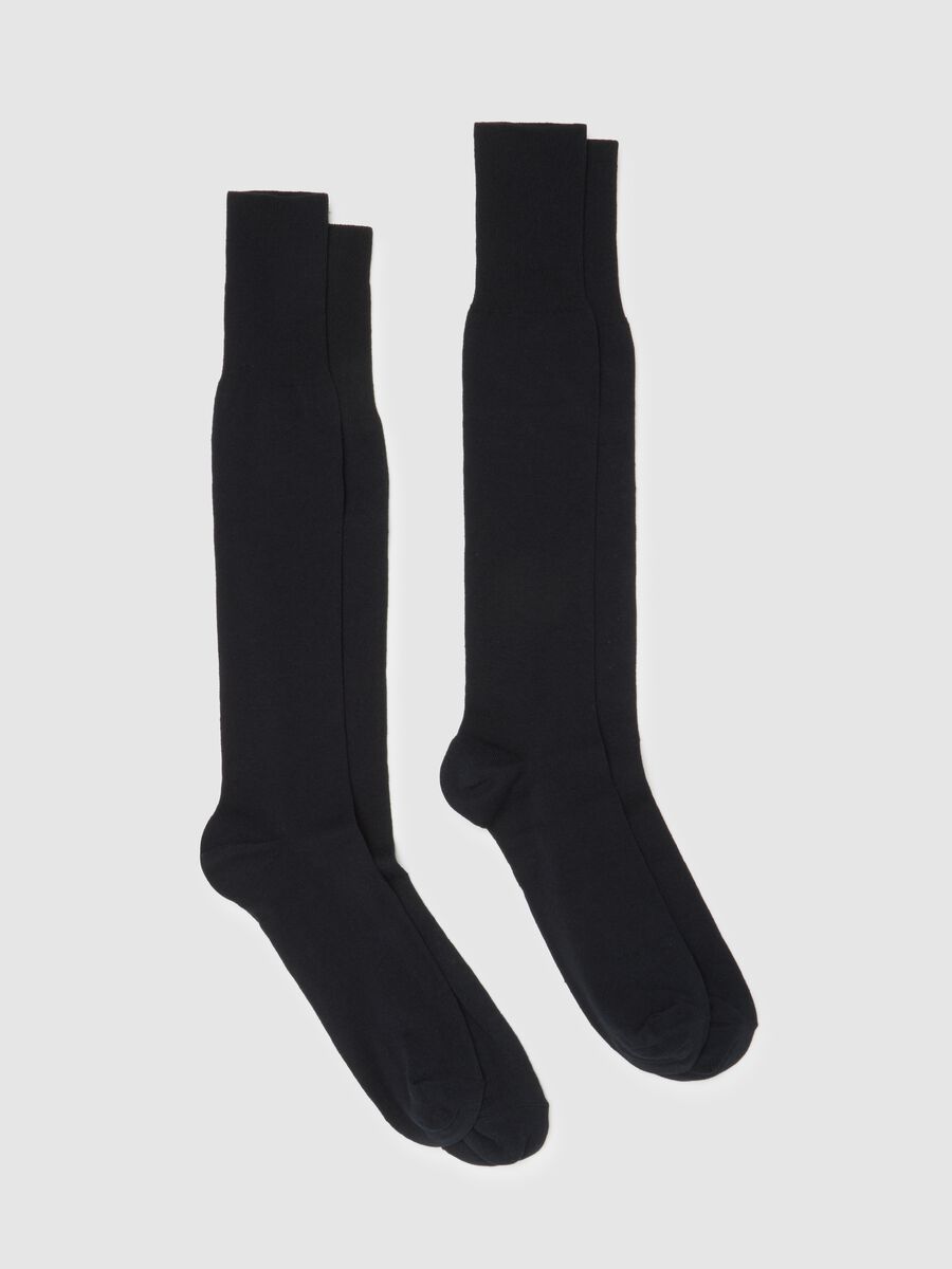 Two-pack men's black long socks in cotton blend_0
