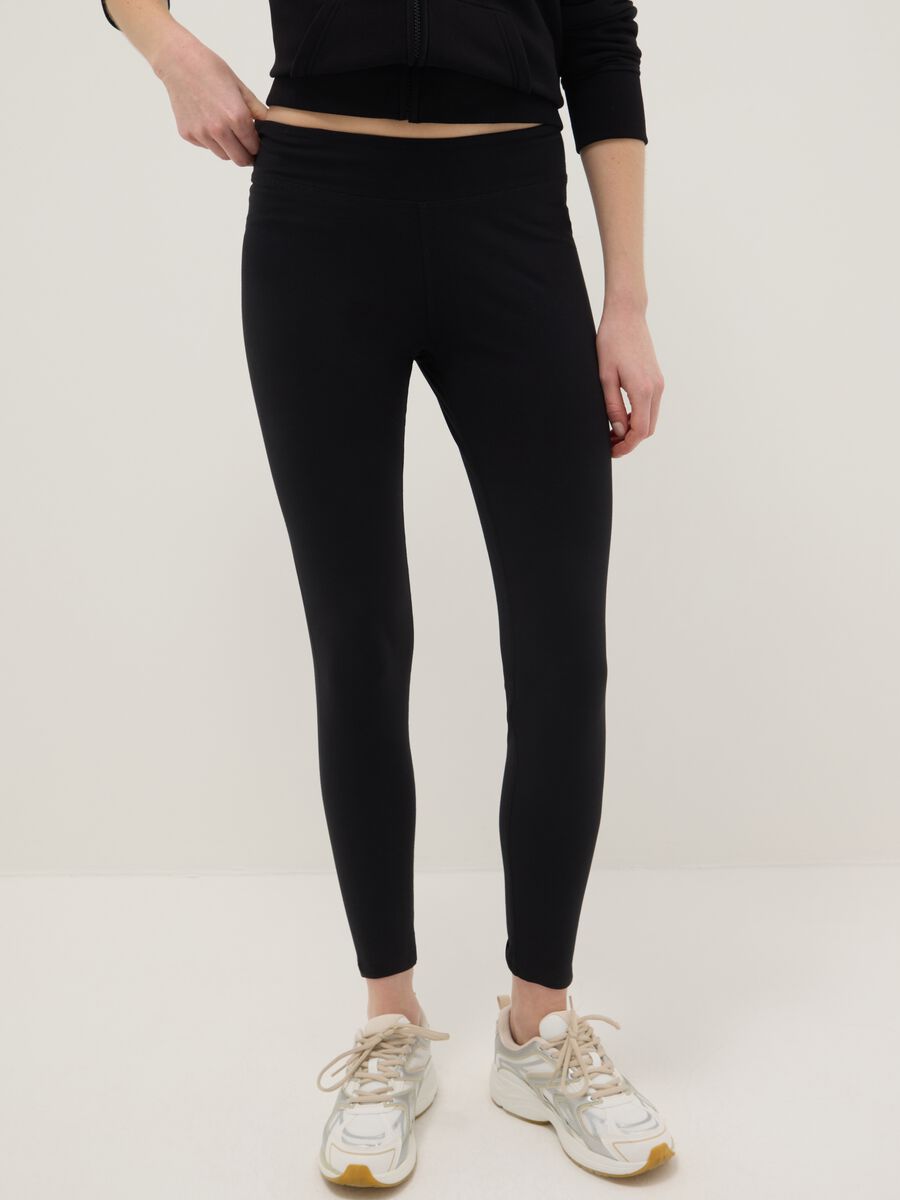 Slim fit black stretch cotton leggings_1