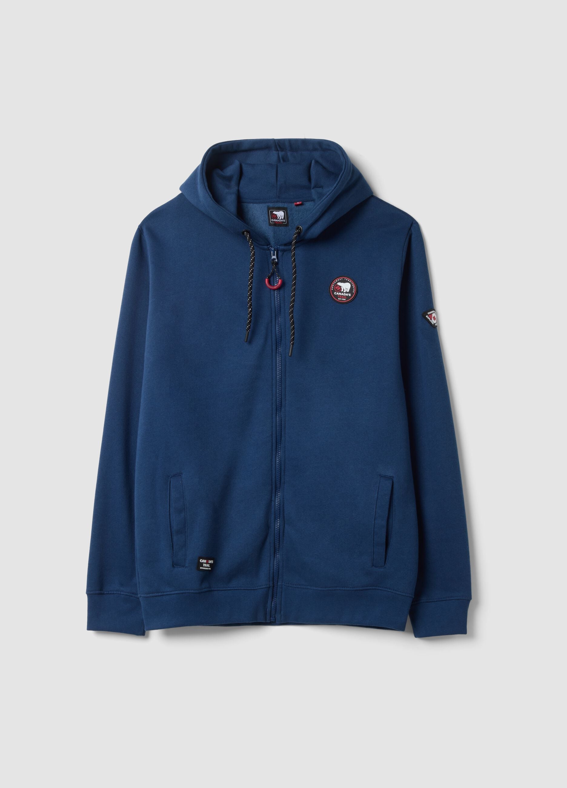 Blue cotton-blend hooded sweatshirt