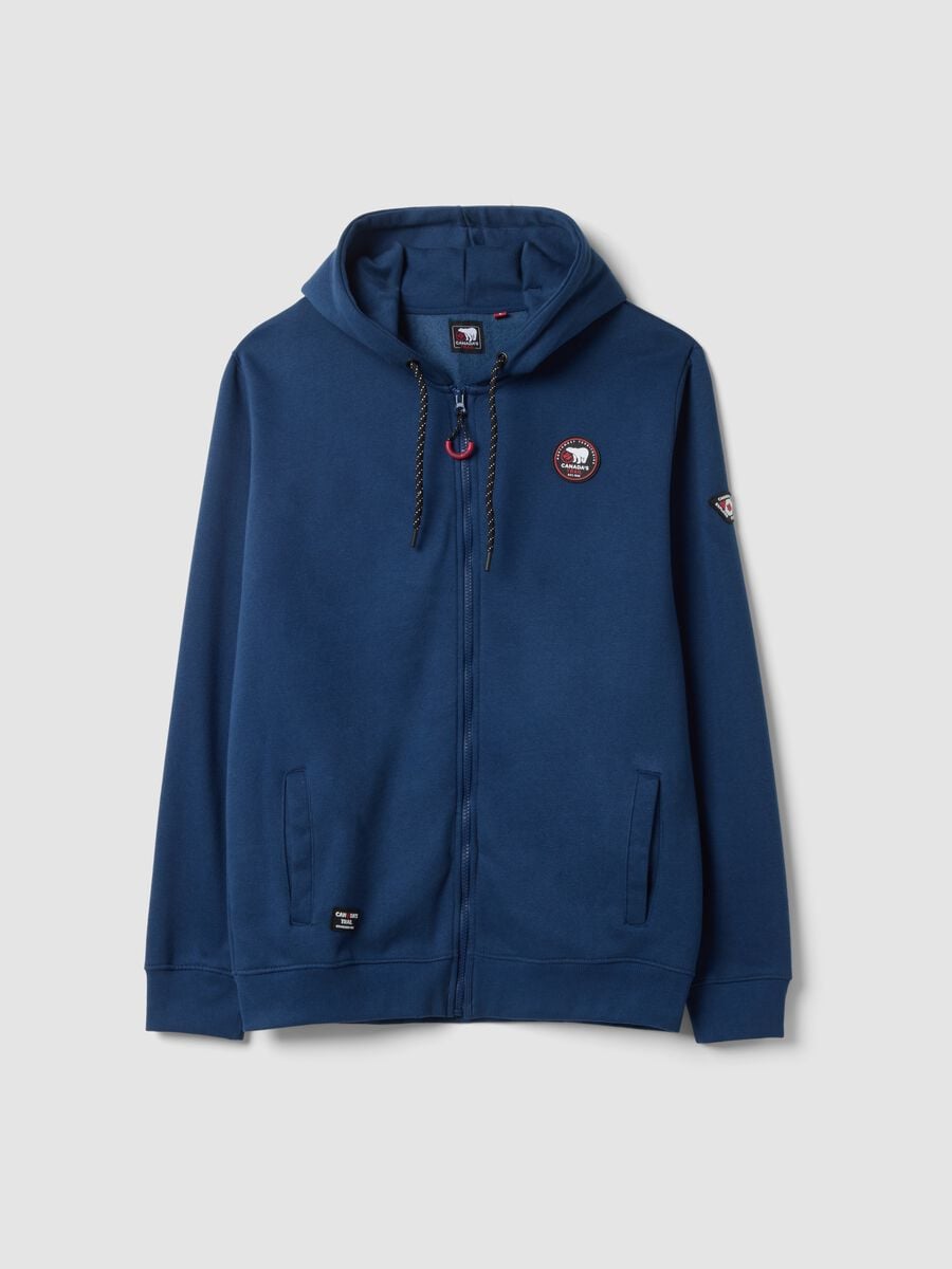 Blue cotton-blend hooded sweatshirt_0